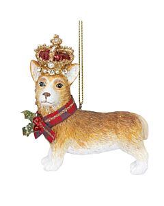 Gisela Graham Resin Corgi w/Crown Decoration